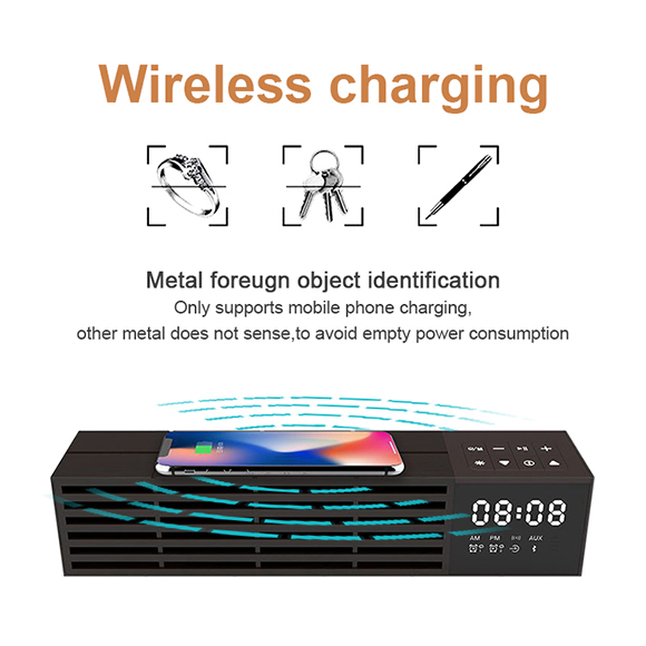 2020 latest Multifunction Clock Bluetooth Speaker with Wireless Charger 4000mAh Power Bank LWS-0818